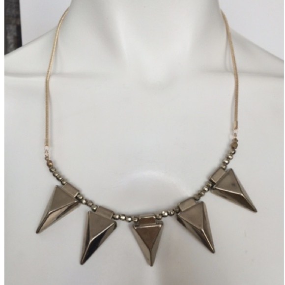 BOHO Pyramid Arrow Bib Anthropologie Gold Necklace - Picture 1 of 5